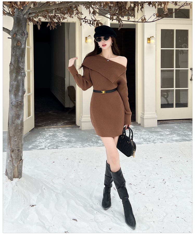 Strapless ladies dress knitted sweater dress for women