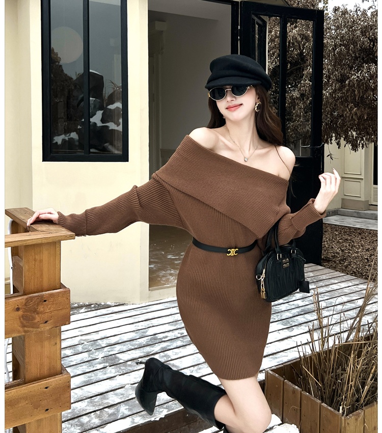 Strapless ladies dress knitted sweater dress for women