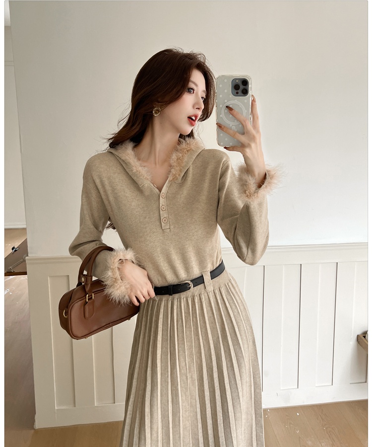 Hooded slim dress temperament long dress for women