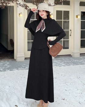 Knitted sweater autumn and winter long dress for women