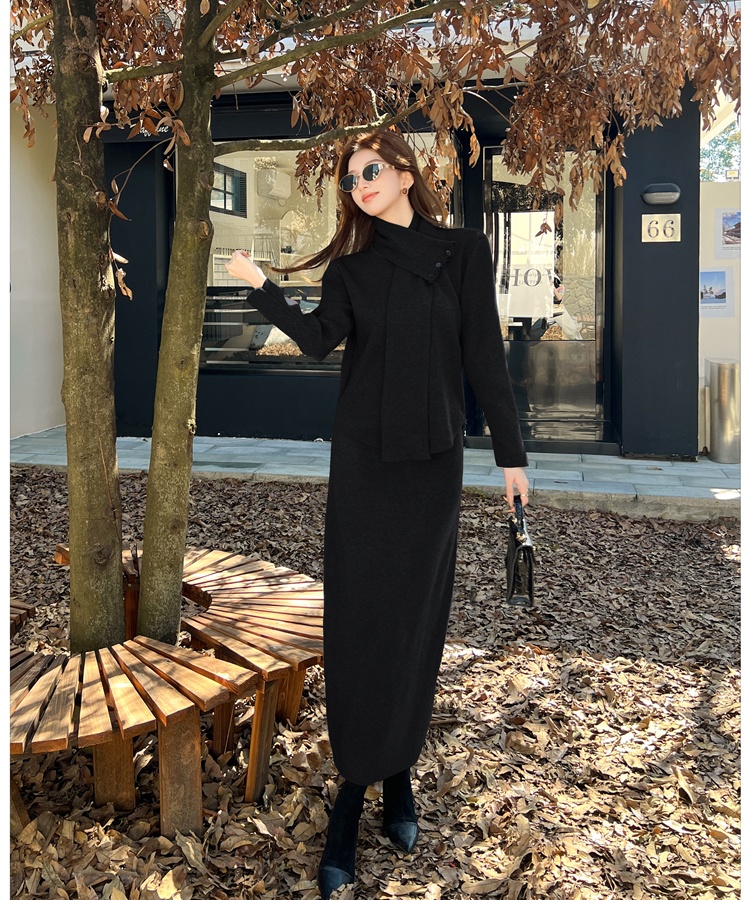 Knitted scarves sweater dress 3pcs set for women