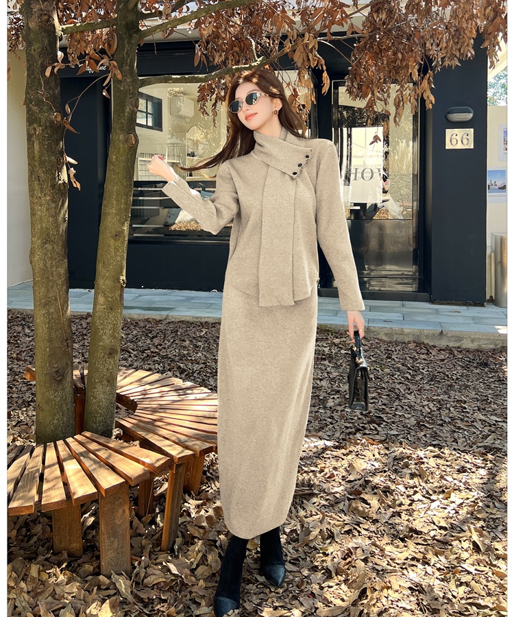 Knitted scarves sweater dress 3pcs set for women