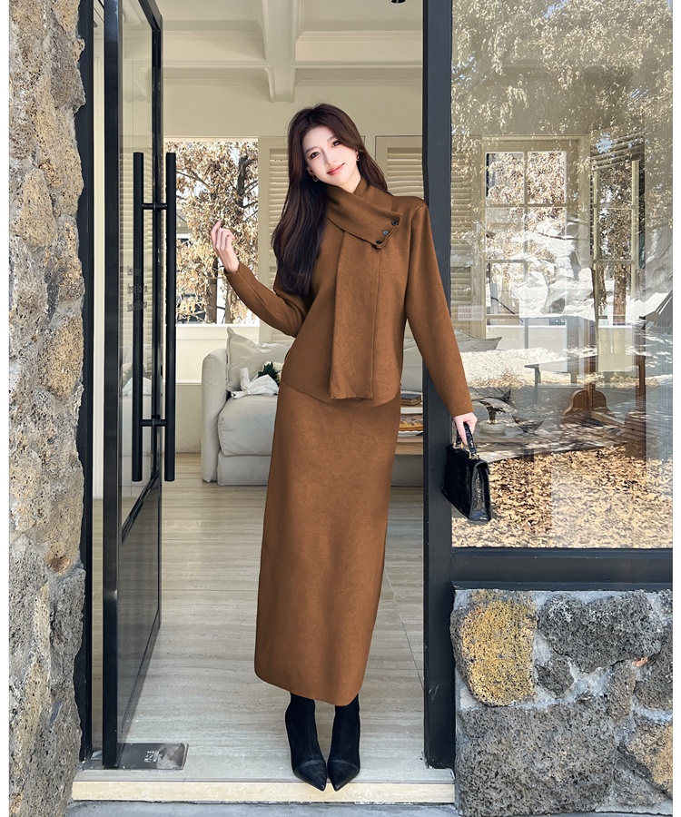 Knitted scarves sweater dress 3pcs set for women