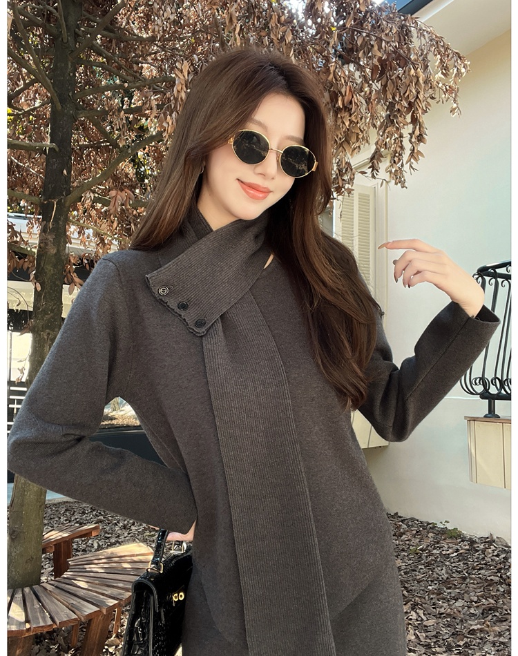 Knitted scarves sweater dress 3pcs set for women