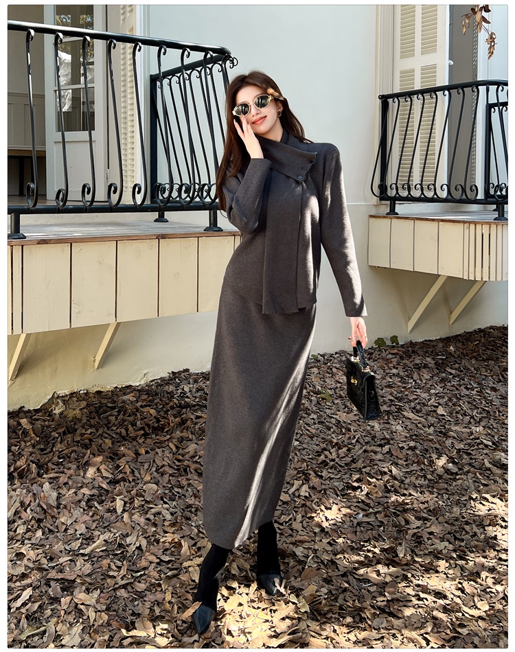 Knitted scarves sweater dress 3pcs set for women