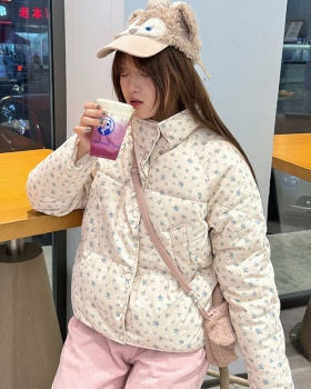Down cotton coat floral bread clothing for women