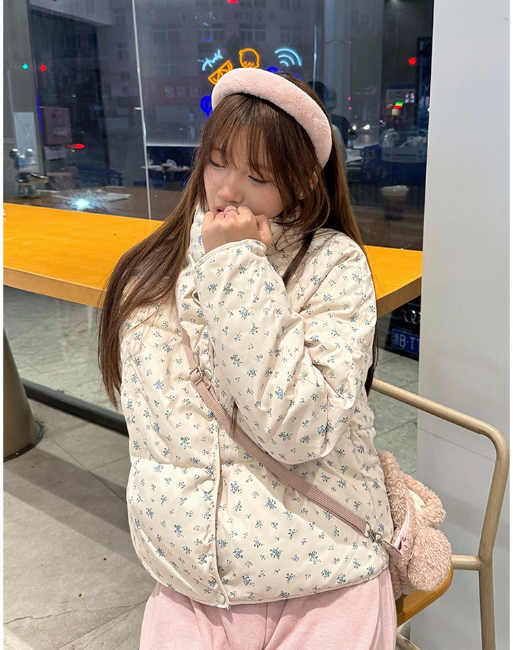 Down cotton coat floral bread clothing for women