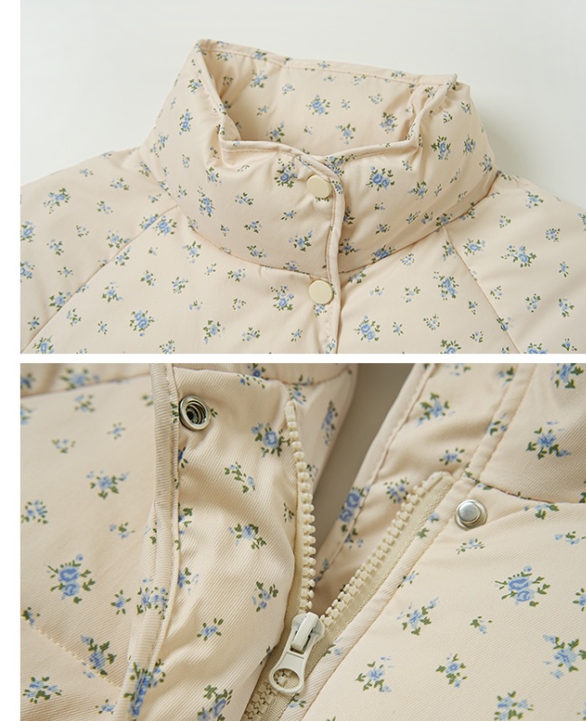 Down cotton coat floral bread clothing for women