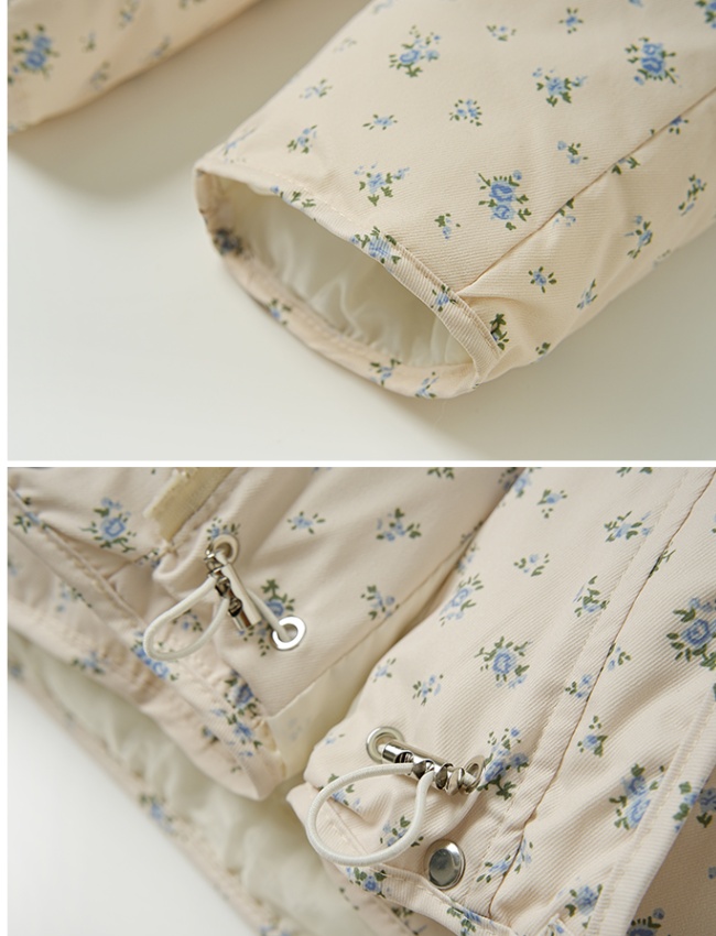 Down cotton coat floral bread clothing for women