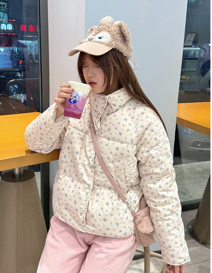 Down cotton coat floral bread clothing for women