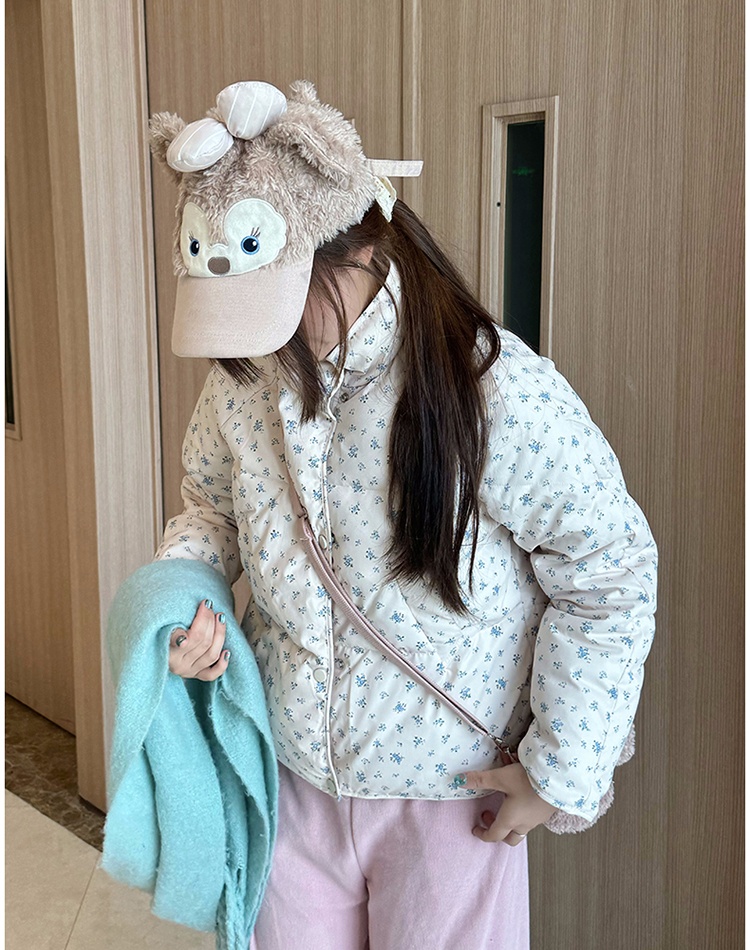 Down cotton coat floral bread clothing for women