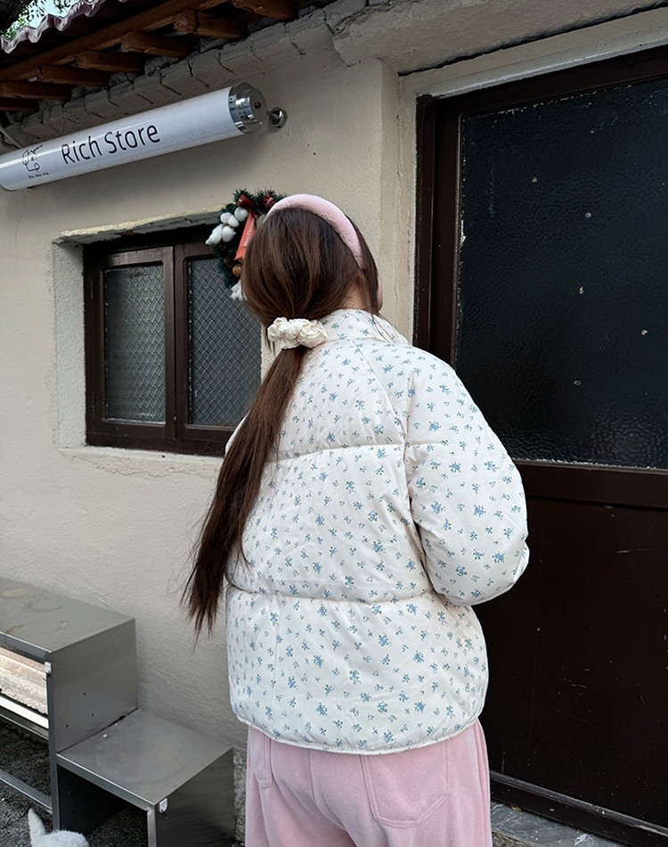 Down cotton coat floral bread clothing for women