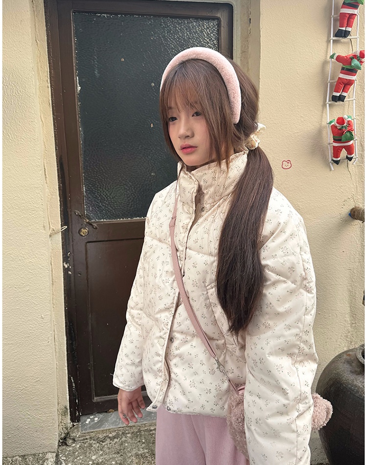 Down cotton coat floral bread clothing for women