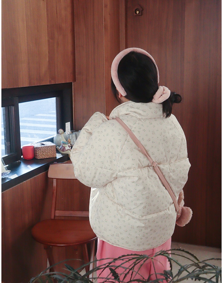 Down cotton coat floral bread clothing for women