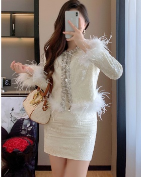 Splice jacket light luxury short skirt a set for women