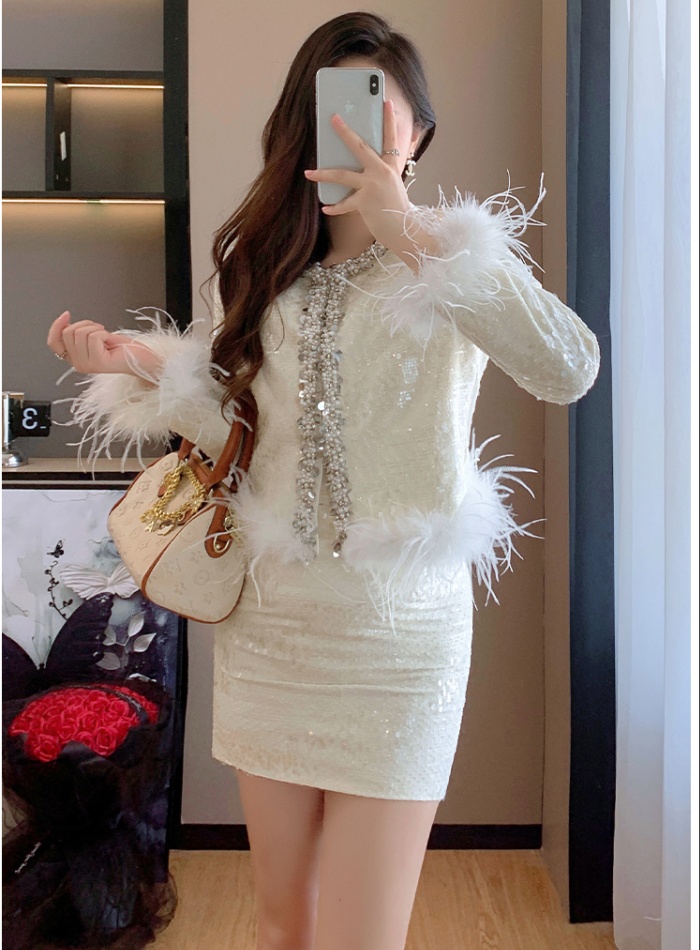 Splice jacket light luxury short skirt a set for women