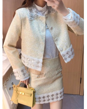 Elegant chanelstyle jacket splice high waist short skirt a set