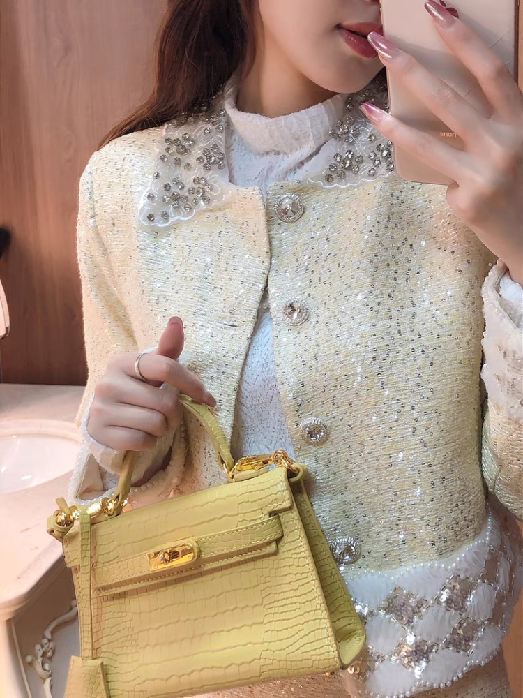 Elegant chanelstyle jacket splice high waist short skirt a set