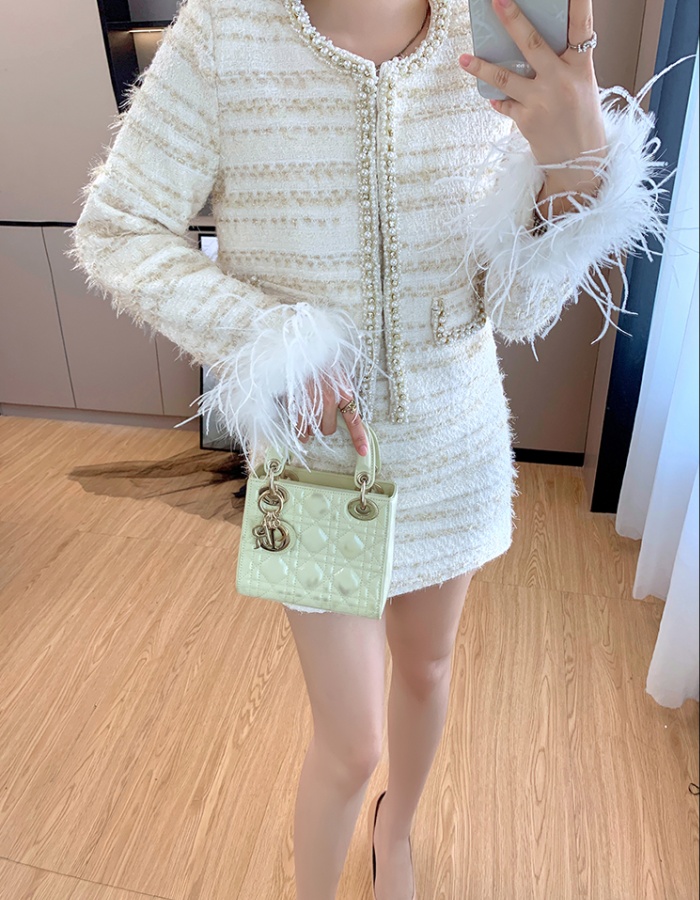 Rhinestone coat France style short skirt for women