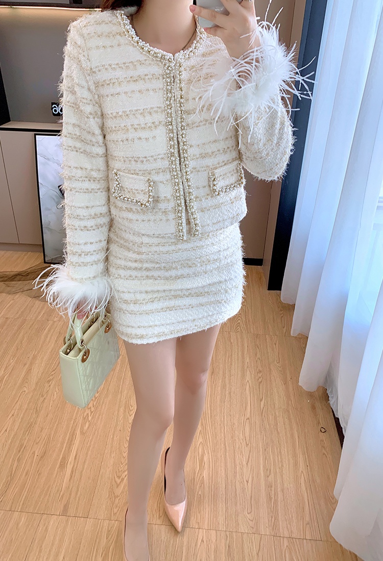 Rhinestone coat France style short skirt for women