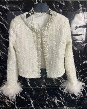 Elmo woolen coat round neck tops for women