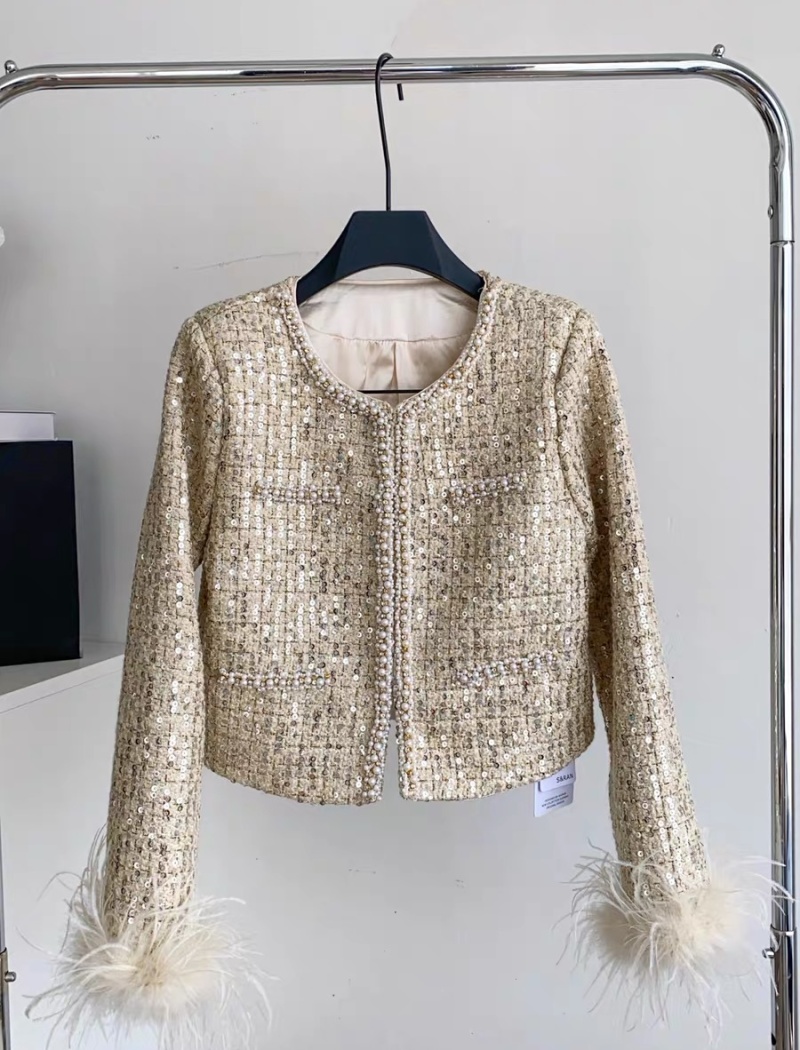 Edge light luxury elmo tops cuff coarse flower coat a set