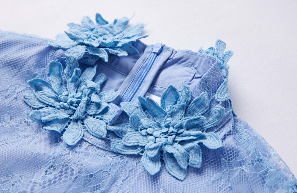 Big skirt flowers elegant embroidery long lace dress