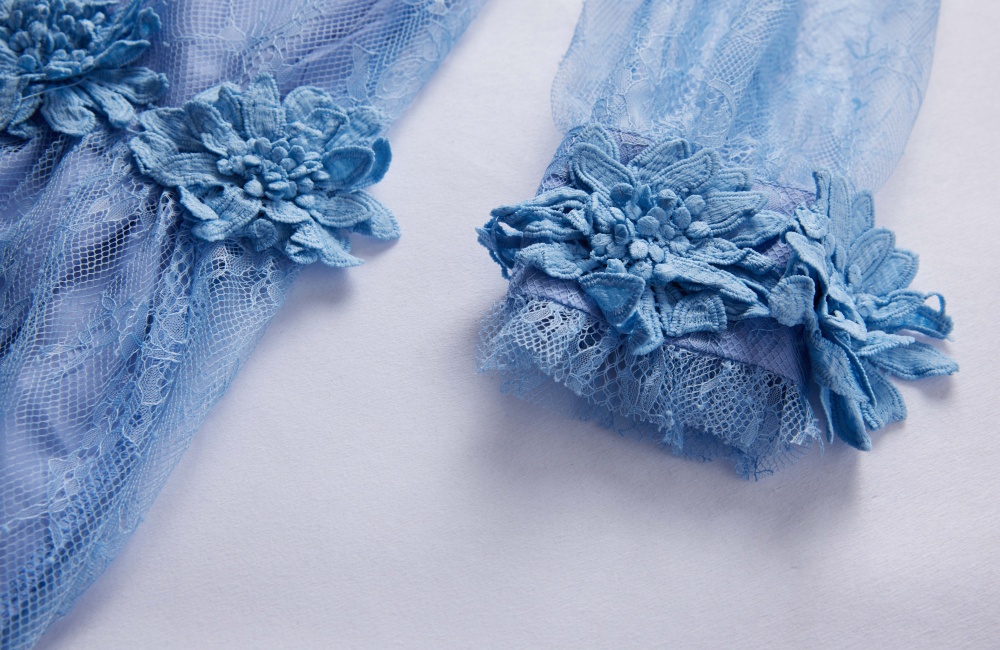 Big skirt flowers elegant embroidery long lace dress