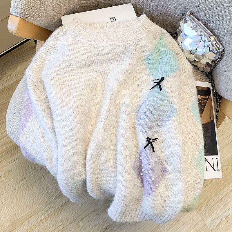 Red loose tops autumn and winter Western style sweater