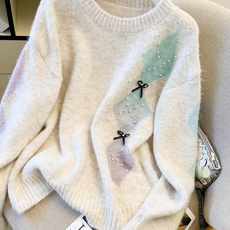 Red loose tops autumn and winter Western style sweater