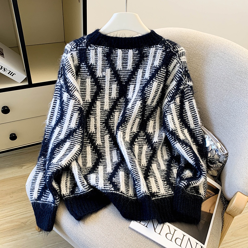 Quilted slim loose sweater lazy red brushed coat