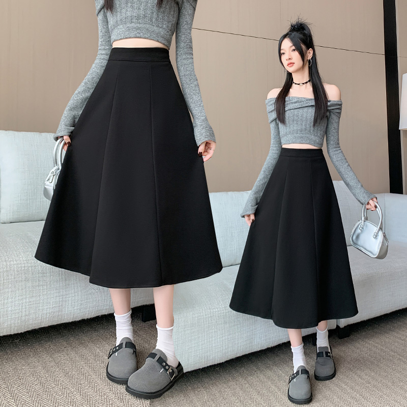 A-line big skirt woolen all-match Korean style skirt