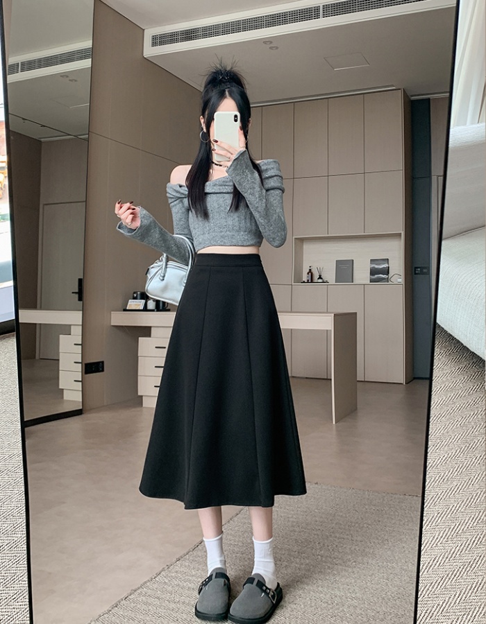 A-line big skirt woolen all-match Korean style skirt