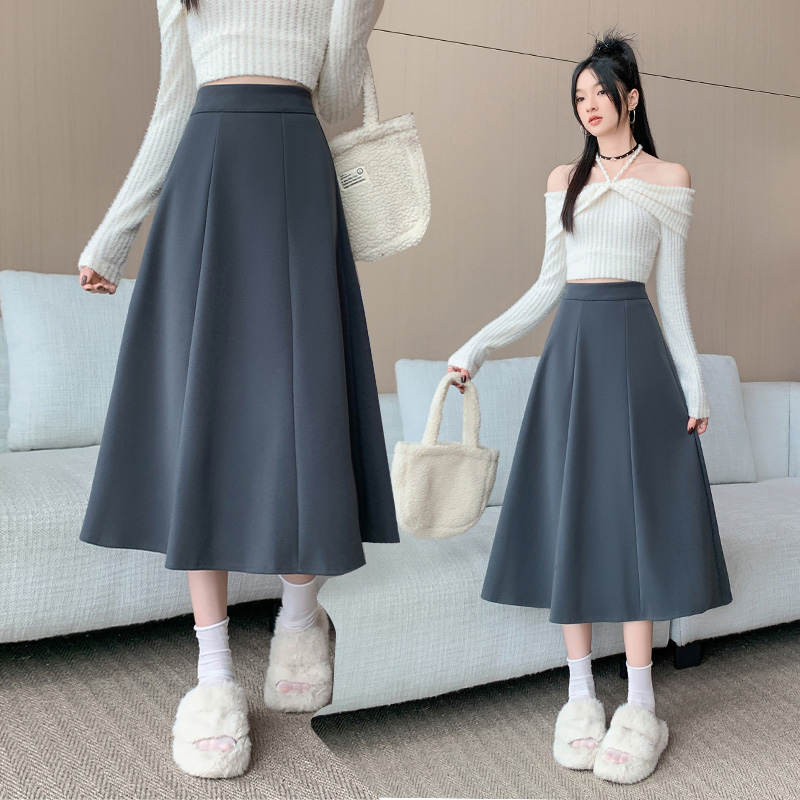 A-line big skirt woolen all-match Korean style skirt