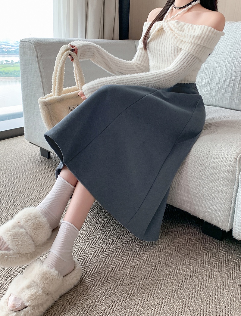 A-line big skirt woolen all-match Korean style skirt