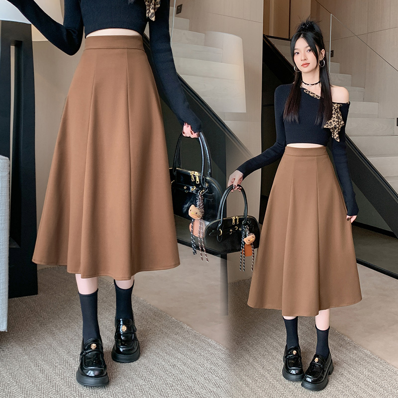 A-line big skirt woolen all-match Korean style skirt