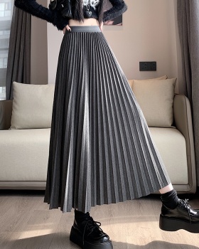 Slim high waist pleated skirt Korean style drape long dress