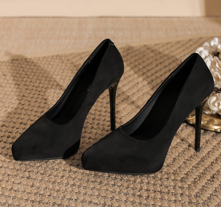 Pointed high-heeled platform fine-root low shoes