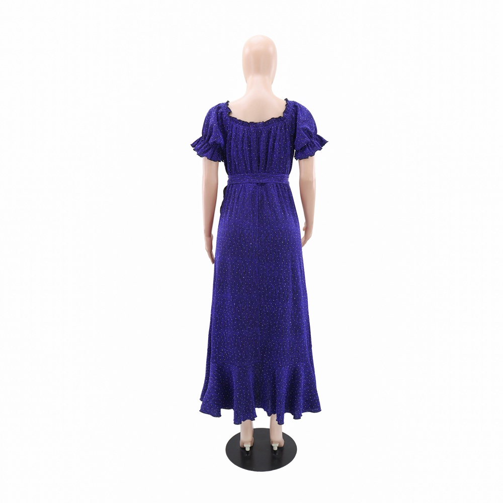 Pure European style A-line pinched waist dress for women