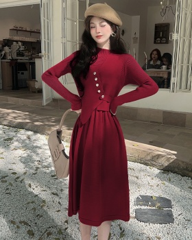 Long dress knitted sweater dress 2pcs set for women