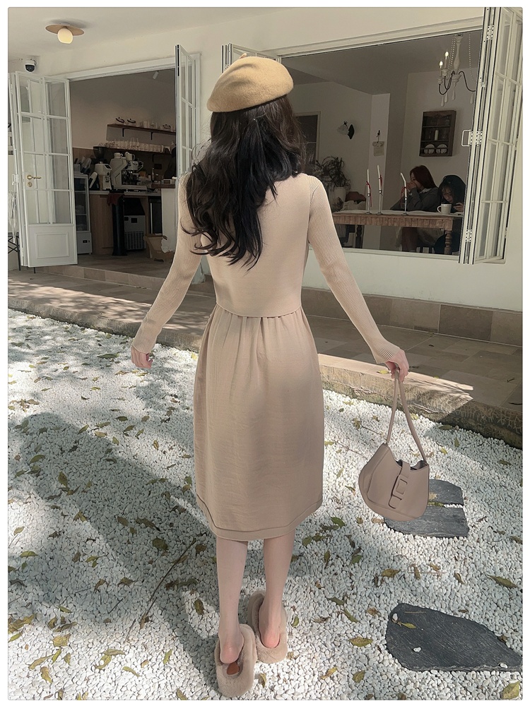 Long dress knitted sweater dress 2pcs set for women