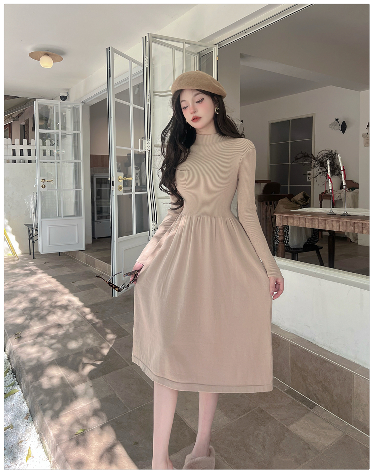 Long dress knitted sweater dress 2pcs set for women