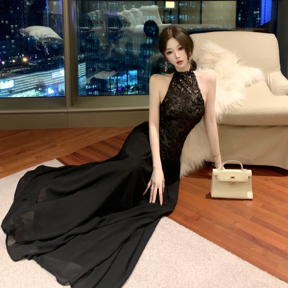 France style enticement formal dress halter dress