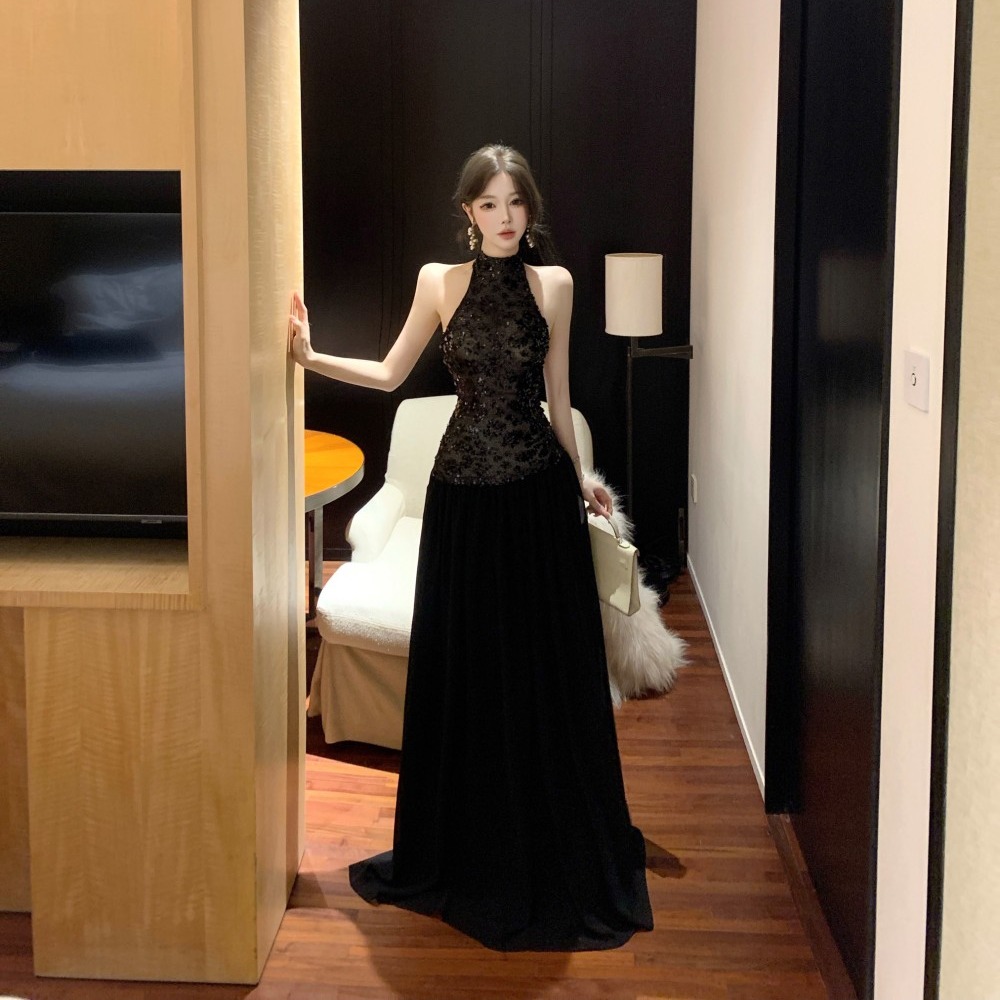 France style enticement formal dress halter dress