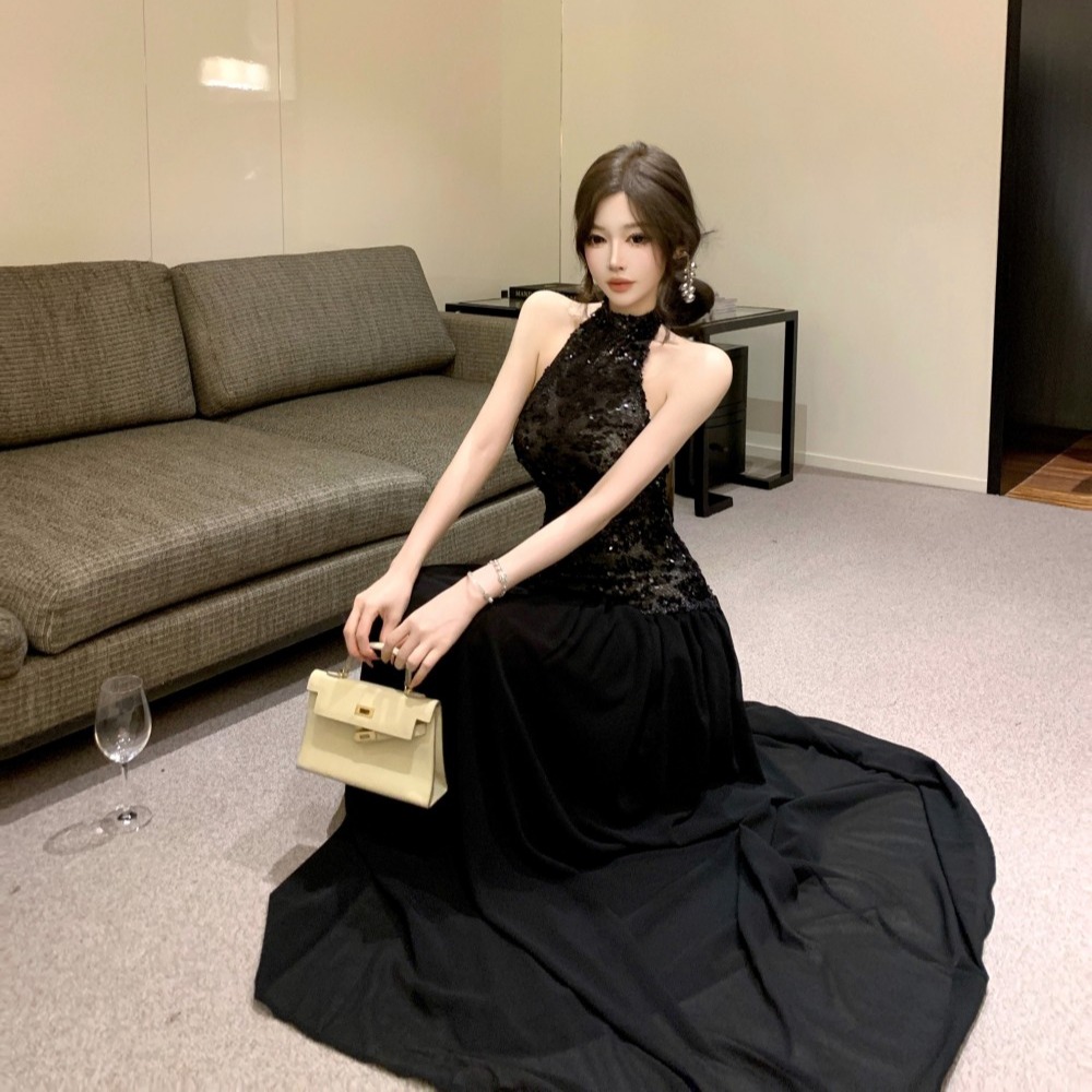 France style enticement formal dress halter dress