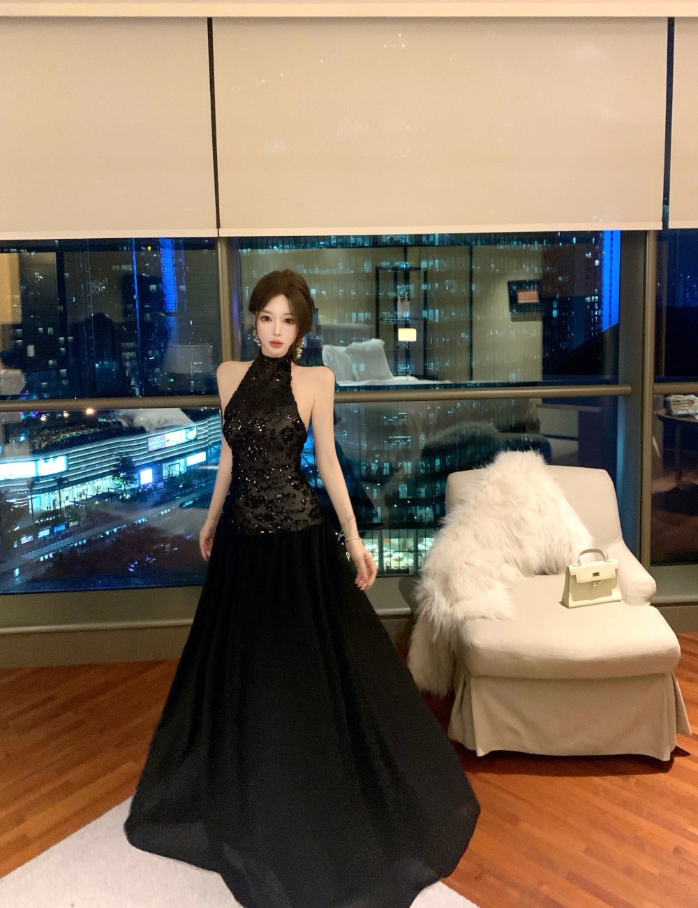 France style enticement formal dress halter dress