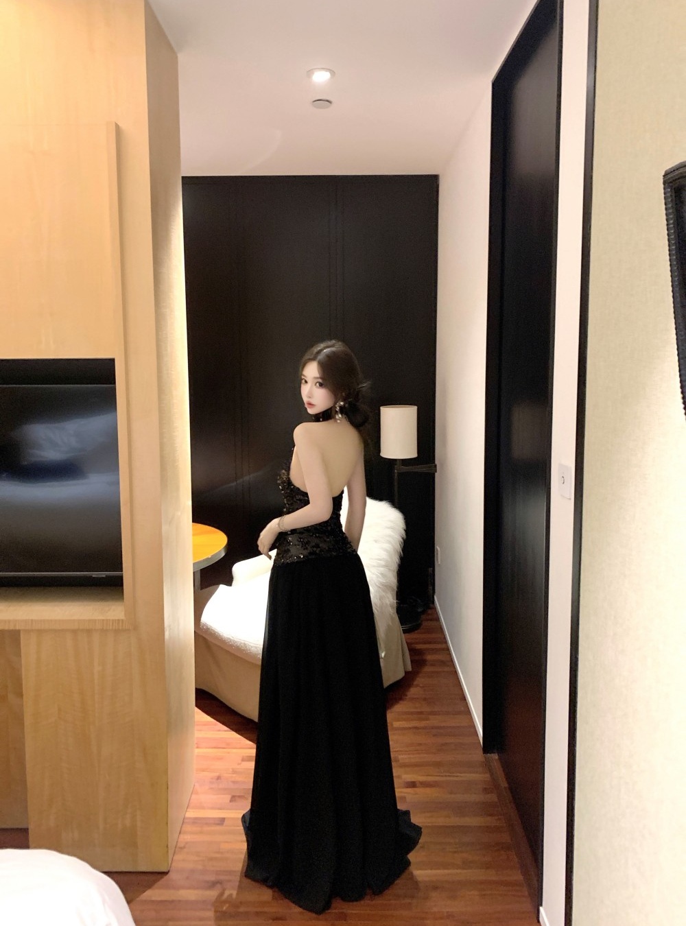 France style enticement formal dress halter dress