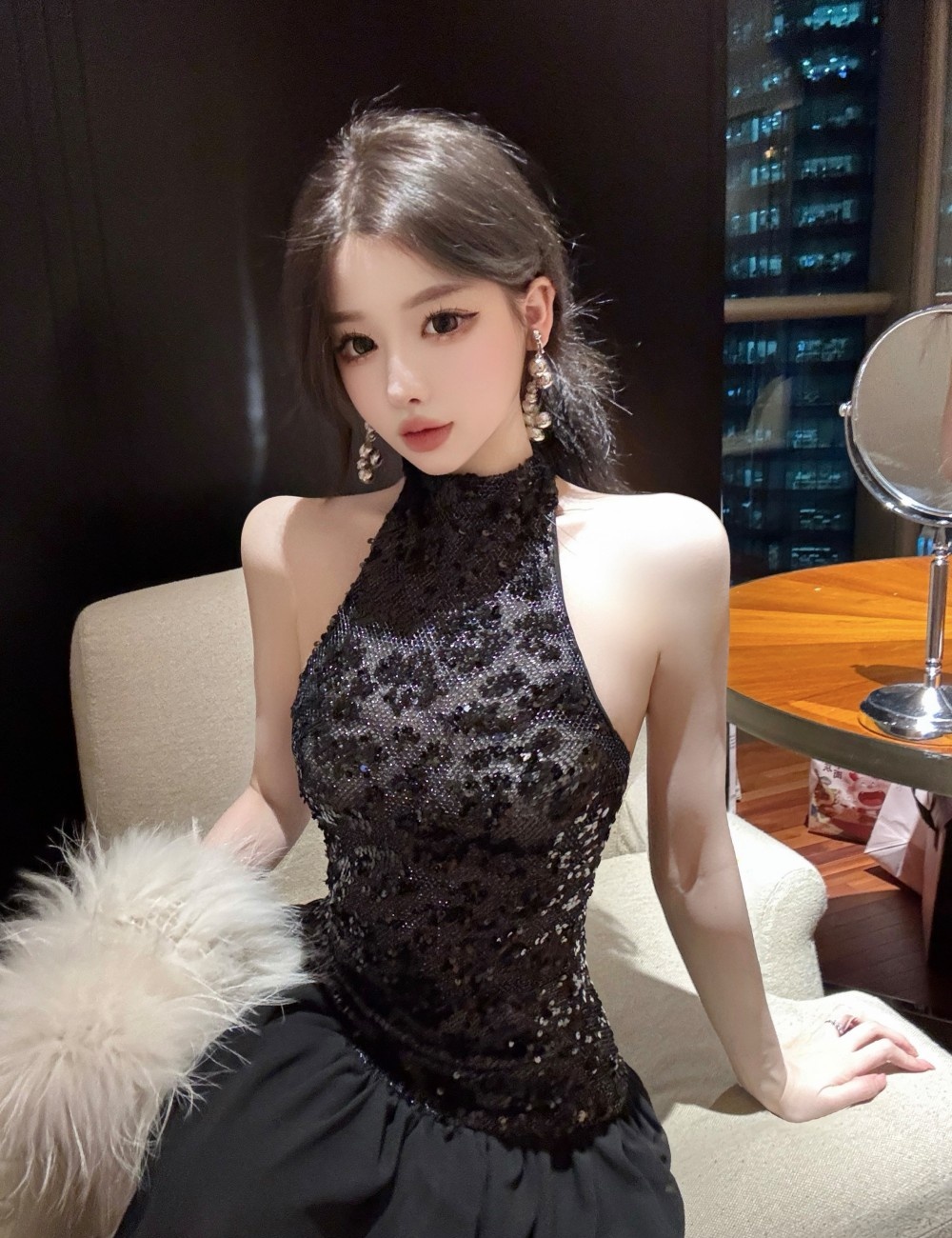 France style enticement formal dress halter dress