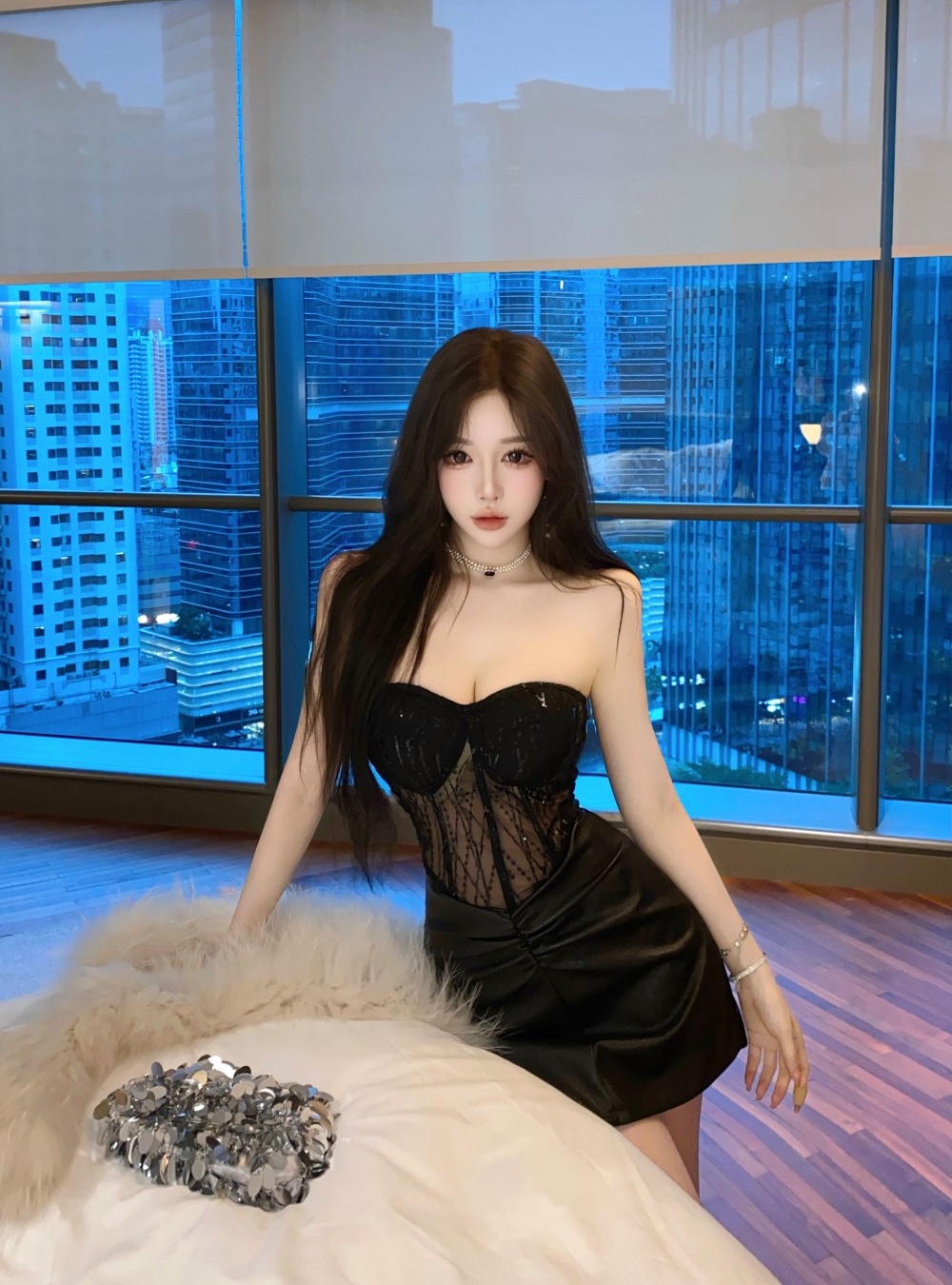 Pinched waist lace slim wrapped chest sexy dress