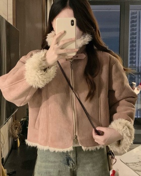 Pink tops thick thermal jacket for women